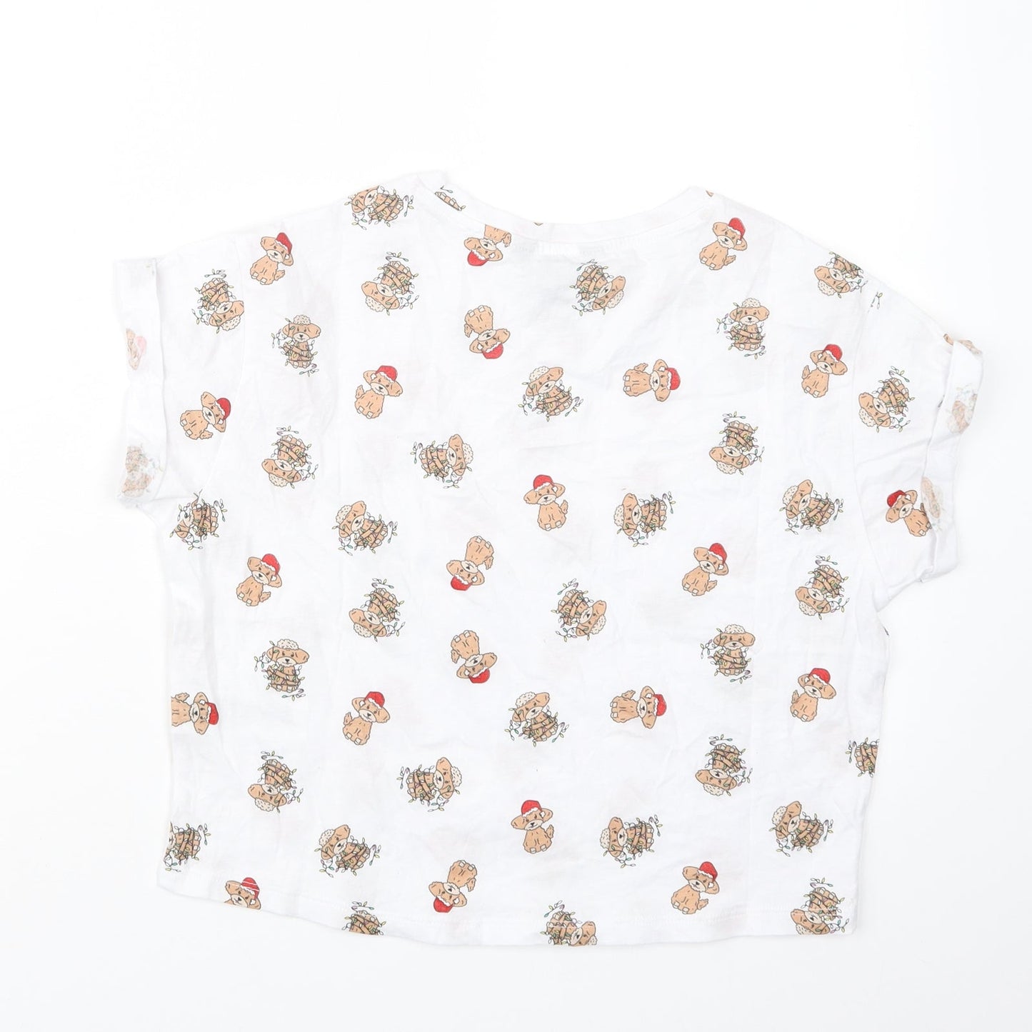 New Look Girls White Geometric  Top Pyjama Top Size 12-13 Years  - Christmas