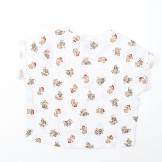 New Look Girls White Geometric  Top Pyjama Top Size 12-13 Years  - Christmas