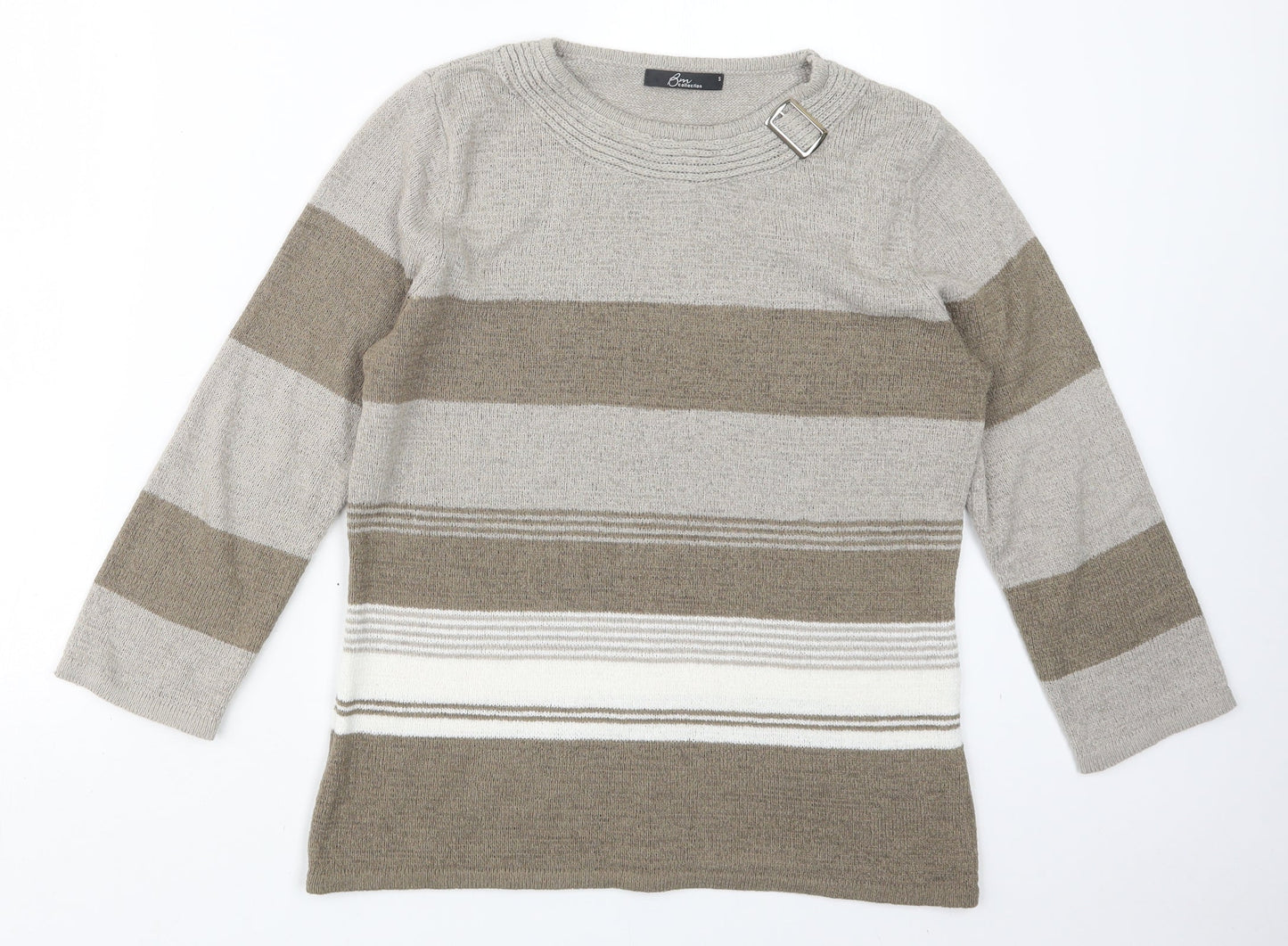 BM Womens Beige  Knit Pullover Jumper Size S