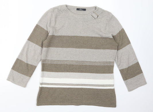 BM Womens Beige  Knit Pullover Jumper Size S