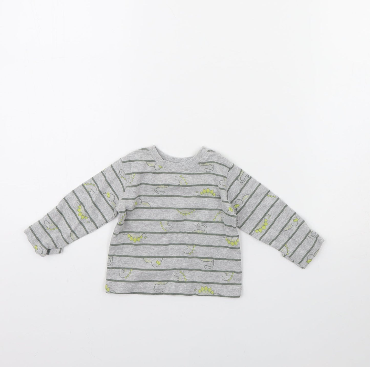 George Baby Grey Striped  Basic T-Shirt Size 0-3 Months