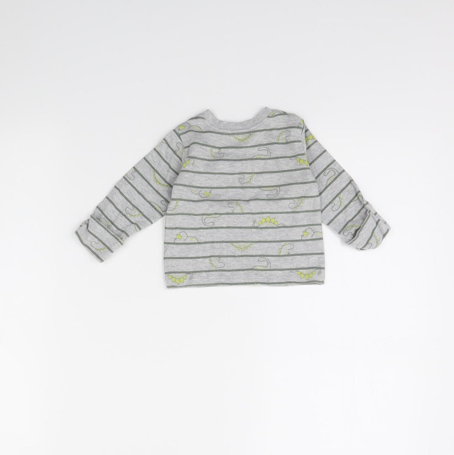 George Baby Grey Striped  Basic T-Shirt Size 0-3 Months
