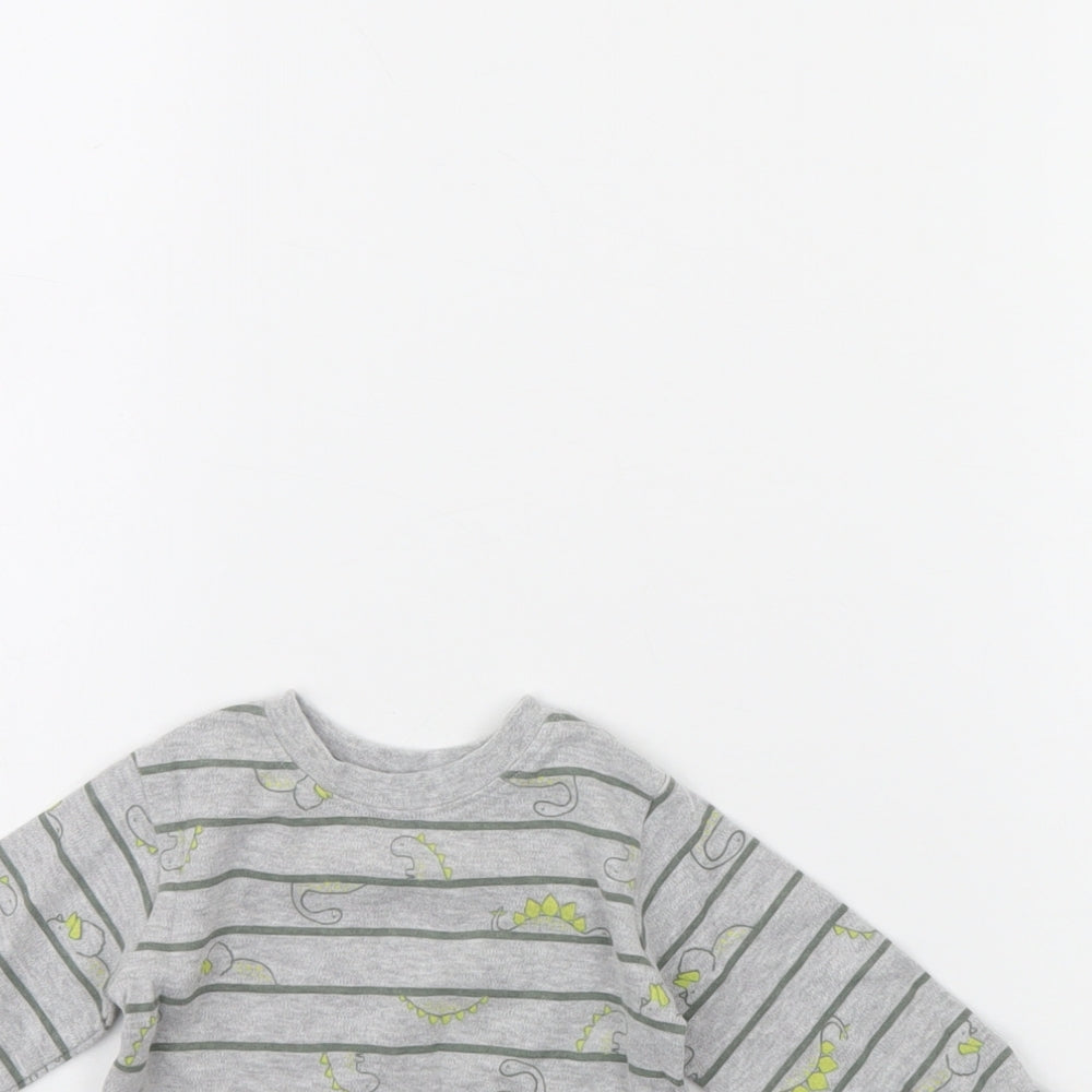 George Baby Grey Striped  Basic T-Shirt Size 0-3 Months