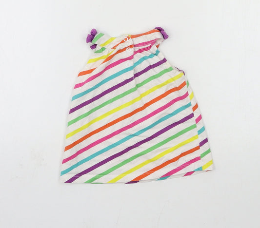 Mothercare Girls Multicoloured Striped Jersey Basic Tank Size 6-9 Months