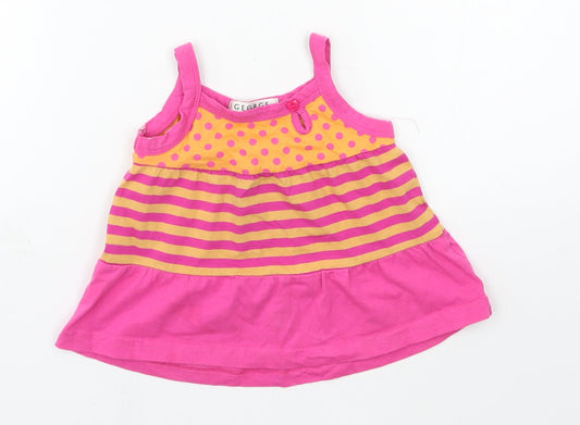 George Girls Multicoloured Striped Jersey Basic T-Shirt Size 9-12 Months