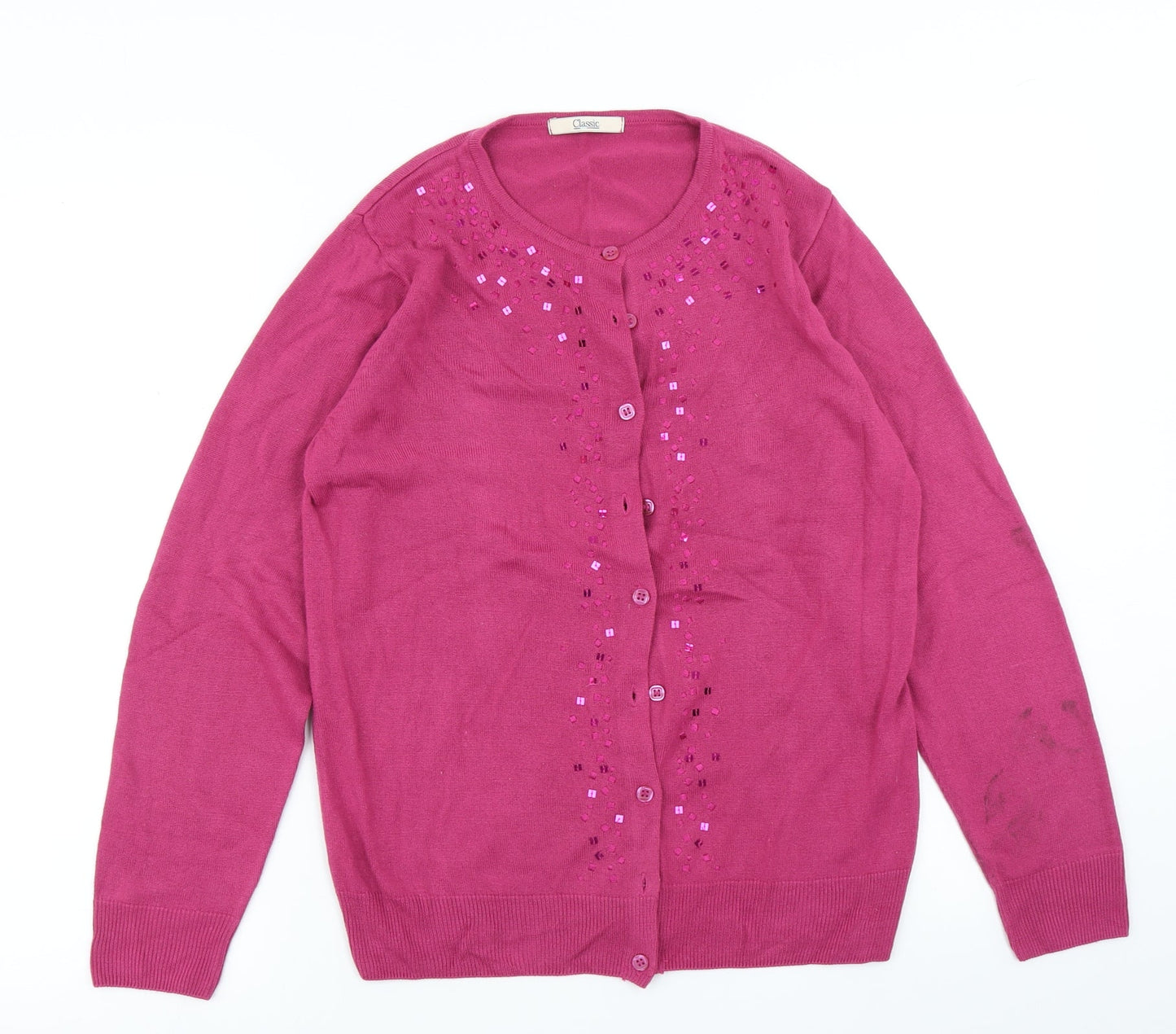 Classic Womens Pink  Knit Cardigan Jumper Size 10