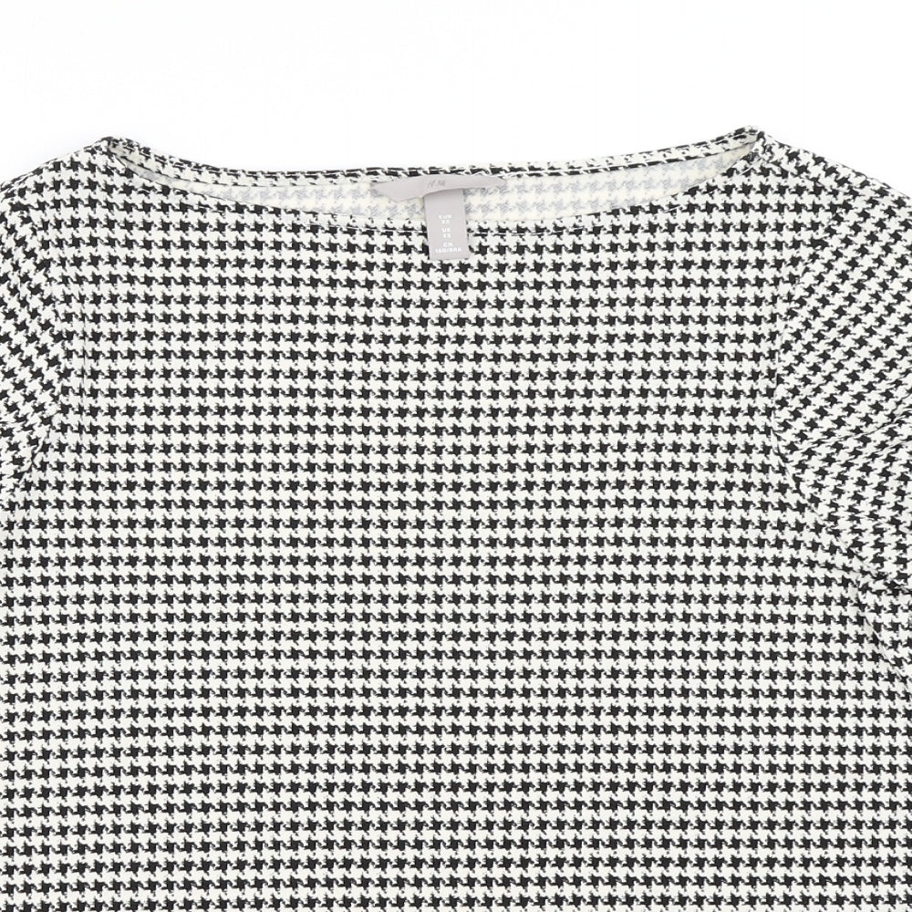 H&M Womens Black Houndstooth  Basic T-Shirt Size XS