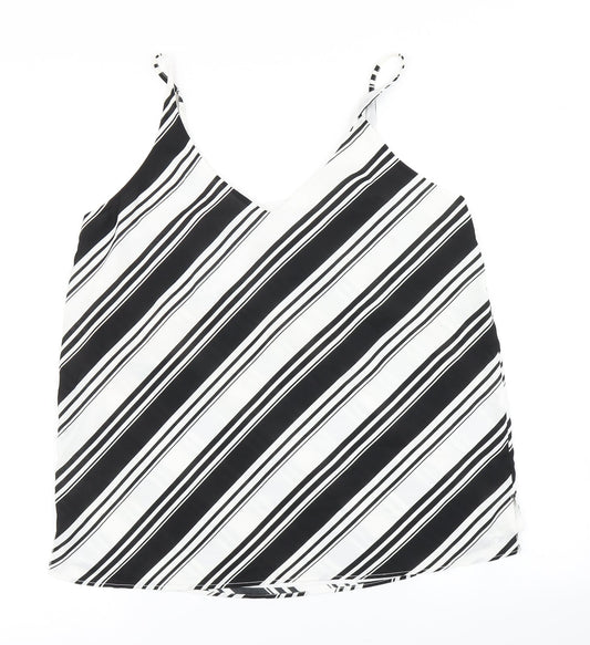 Label Be Womens White Striped  Camisole Blouse Size 12