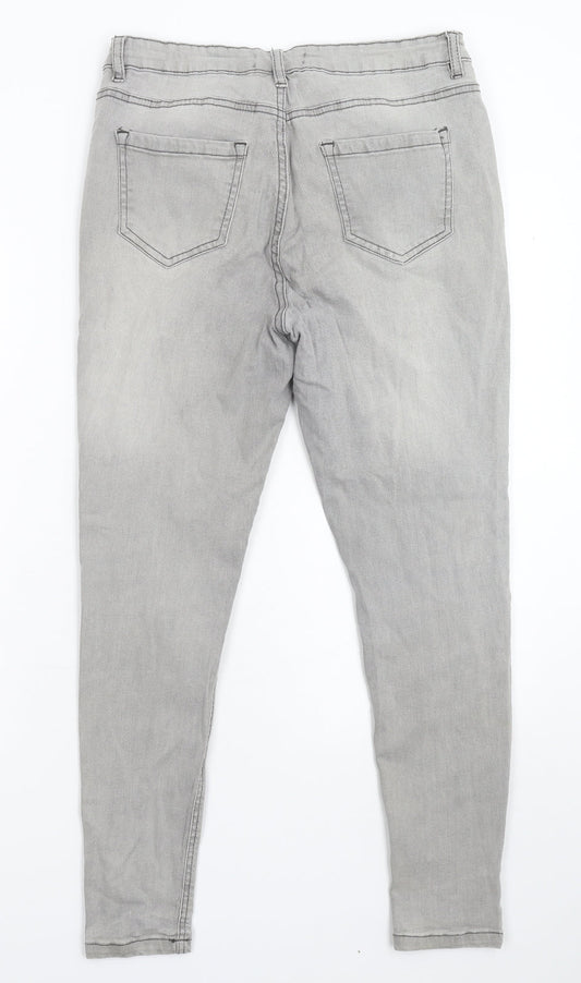 Preworn Womens Grey  Denim Skinny Jeans Size 14 L26 in