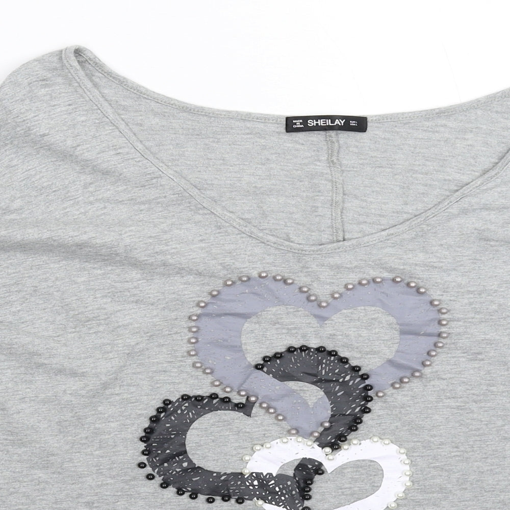 Sheilay Womens Grey   Basic T-Shirt Size L