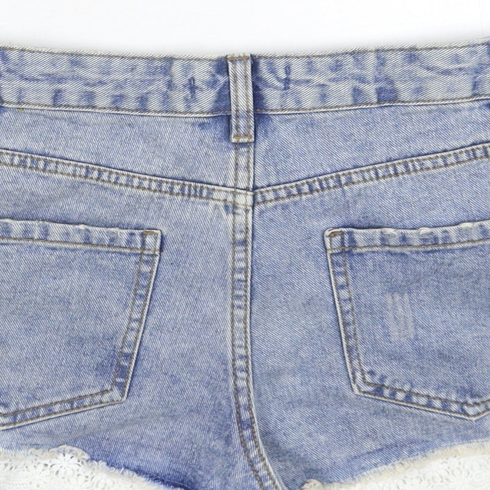 Denim & Co. Womens Blue  Denim Hot Pants Shorts Size 8 - Distressed