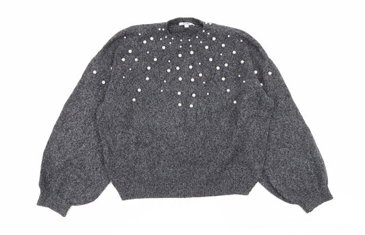 Jennyfer Womens Grey Polka Dot  Pullover Jumper Size 6