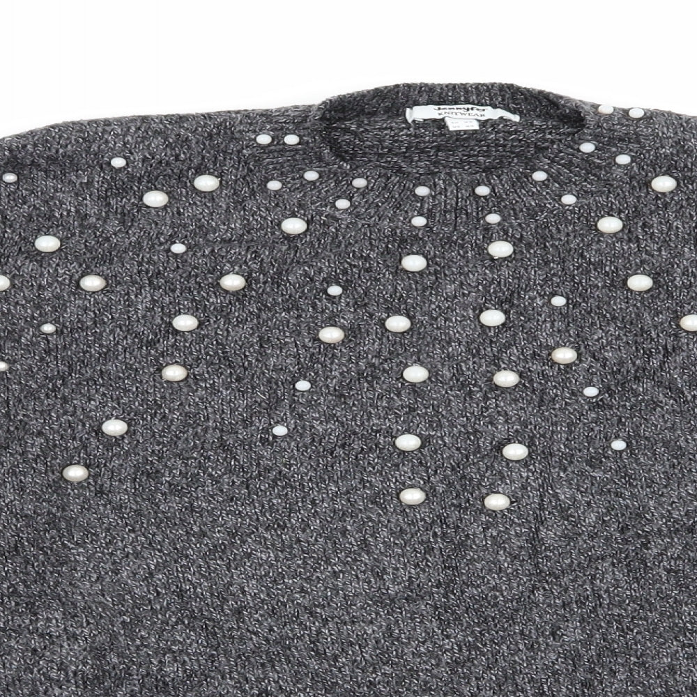 Jennyfer Womens Grey Polka Dot  Pullover Jumper Size 6