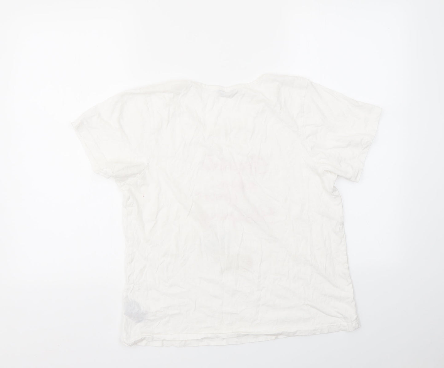 M&CO  Womens White Geometric  Basic T-Shirt Size 10