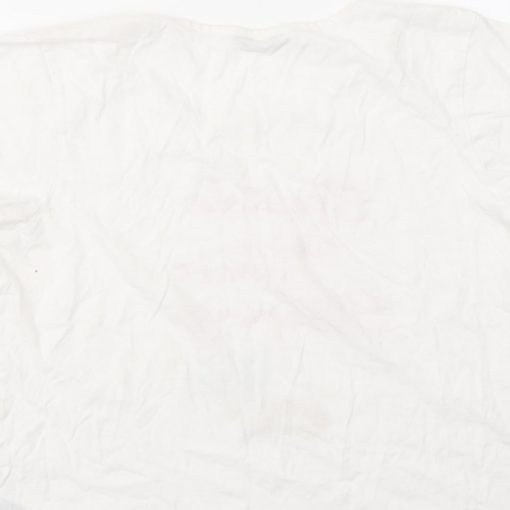 M&CO  Womens White Geometric  Basic T-Shirt Size 10