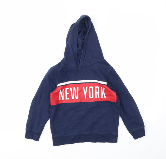H&M Boys Blue Geometric  Pullover Hoodie Size 4-5 Years