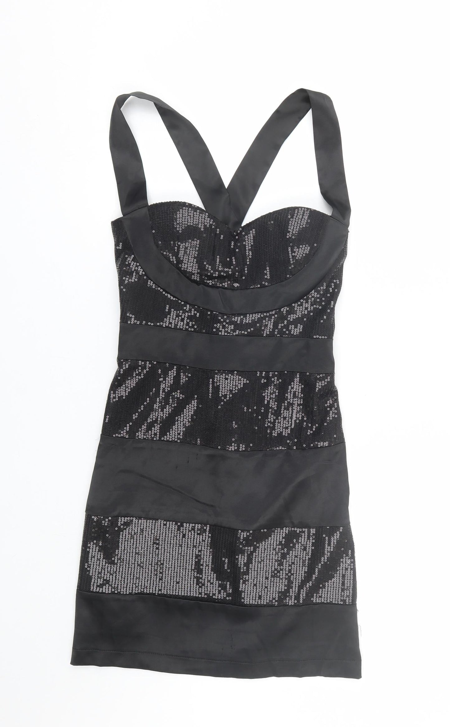 Heaven Womens Black Striped  Wrap Dress  Size 10