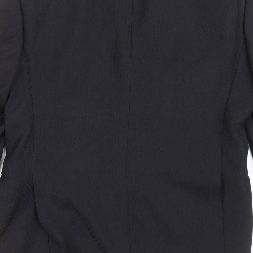 GREENWOODS Mens Black Striped  Jacket Suit Jacket Size 36