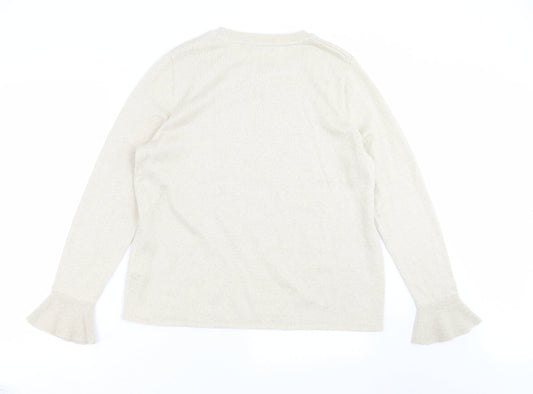 Marks and Spencer Womens Gold  Knit Pullover Jumper Size 16