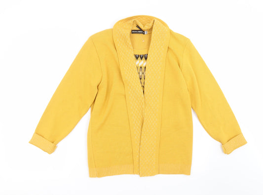 Emma Morgan Womens Yellow Geometric Knit Pullover Jumper Size S