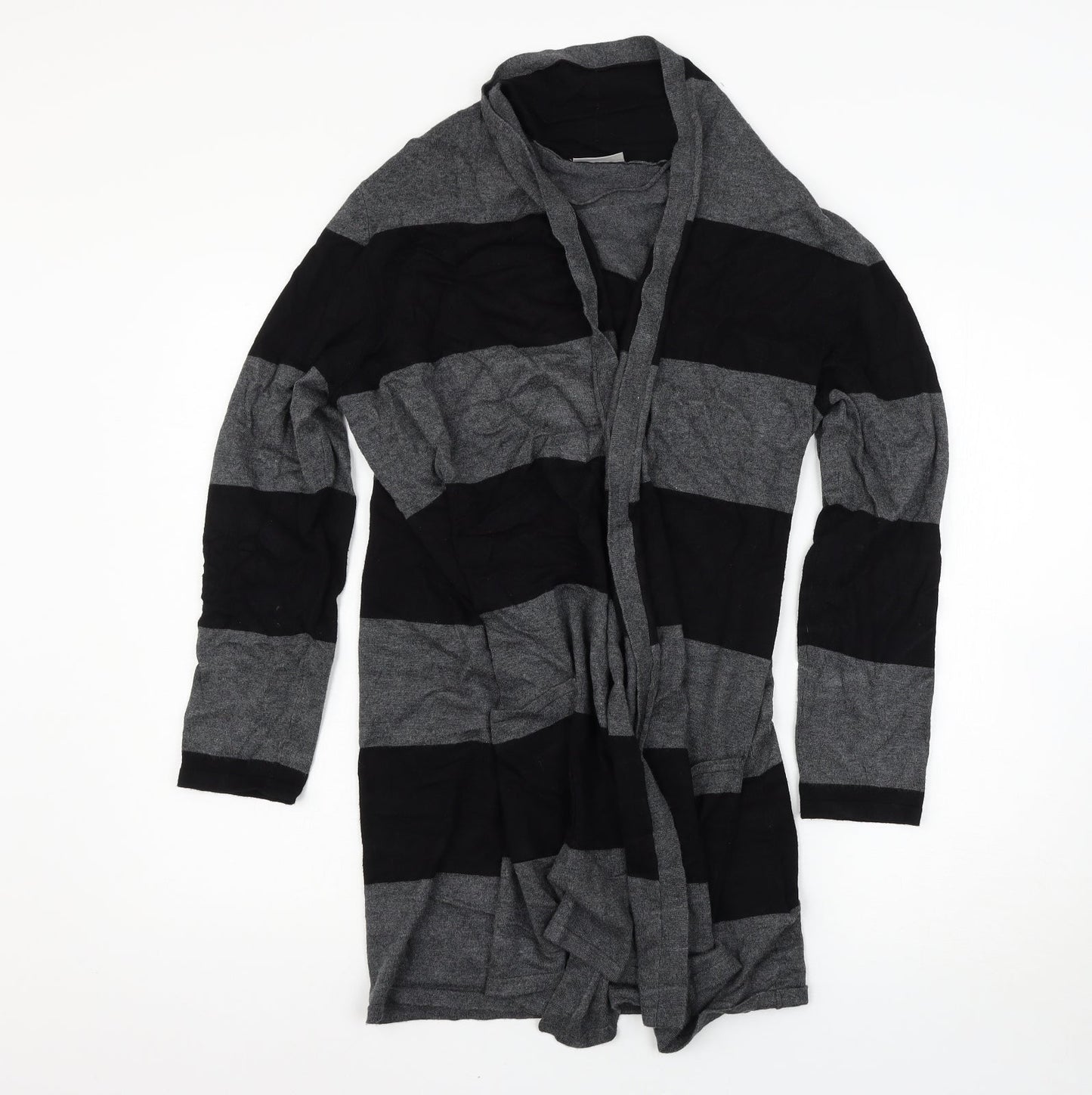 canda Womens Grey Striped  Cardigan Jumper Size L