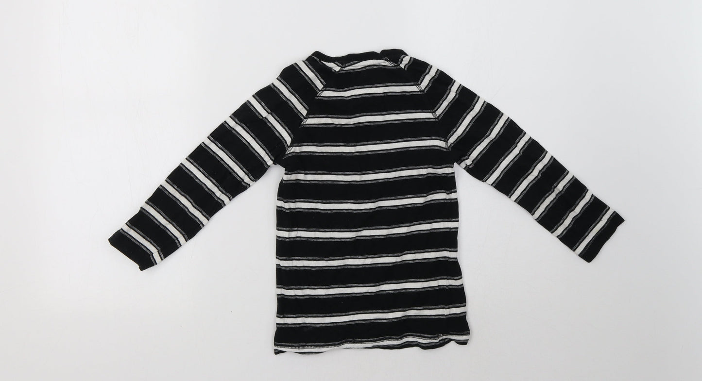 Matalan Boys Black Striped  Pullover Sweatshirt Size 7 Years