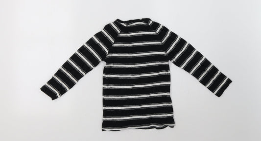 Matalan Boys Black Striped  Pullover Sweatshirt Size 7 Years