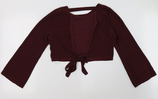 Boohoo Womens Purple Geometric  Cropped Blouse Size 14