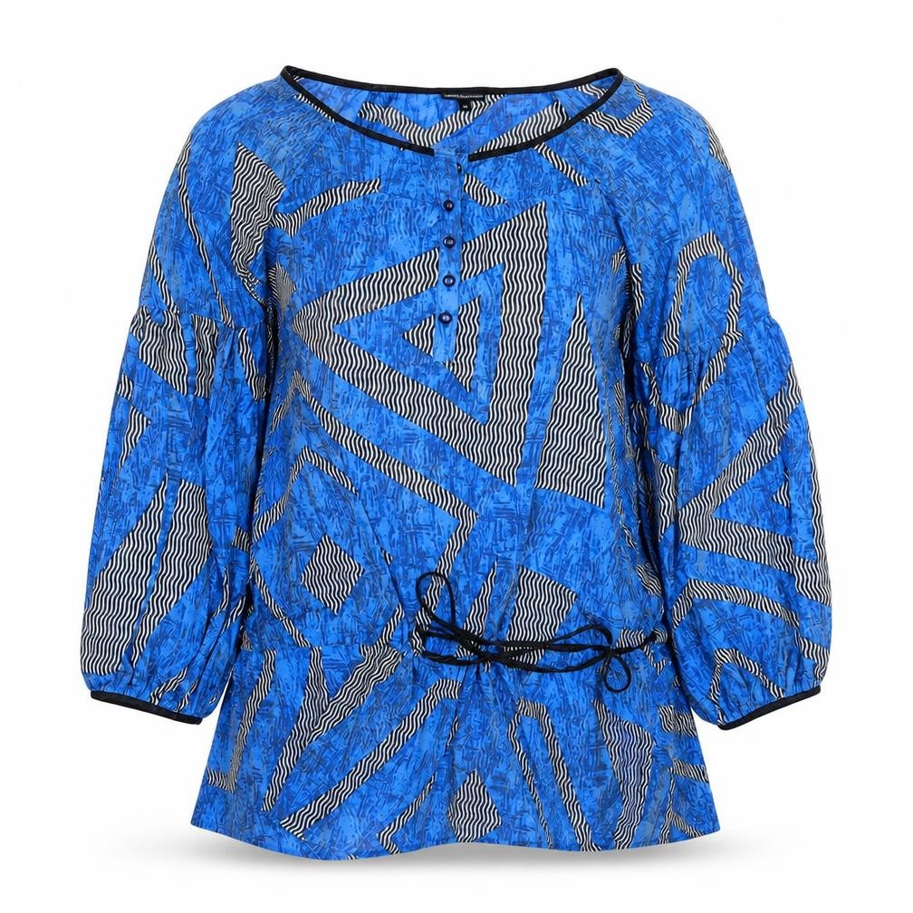 M&S Womens Blue Geometric  Basic Blouse Size 10