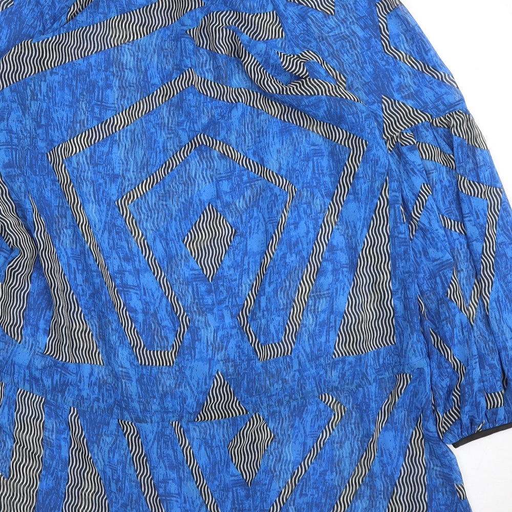 M&S Womens Blue Geometric  Basic Blouse Size 10