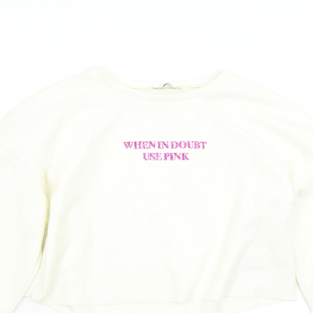 Zara Womens Ivory   Pullover Sweatshirt Size S