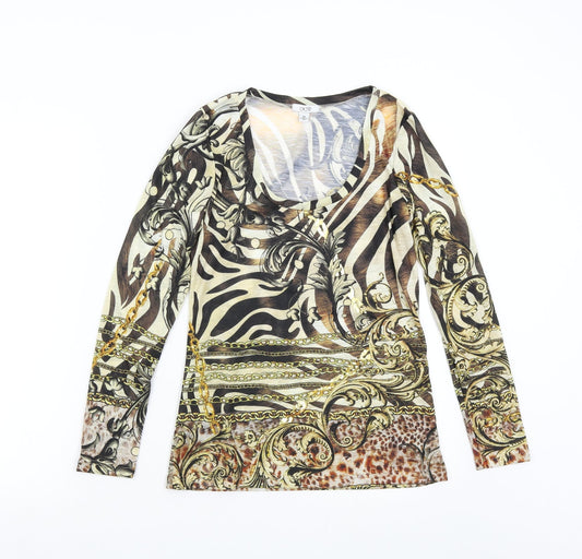 Cadre Womens Multicoloured Geometric  Basic Blouse Size M