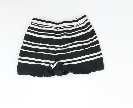 M&S Girls Black Striped  Hot Pants Shorts Size 5-6 Years
