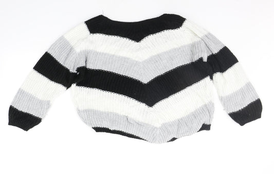 Quiz Womens Black Striped  Pullover Jumper Size S