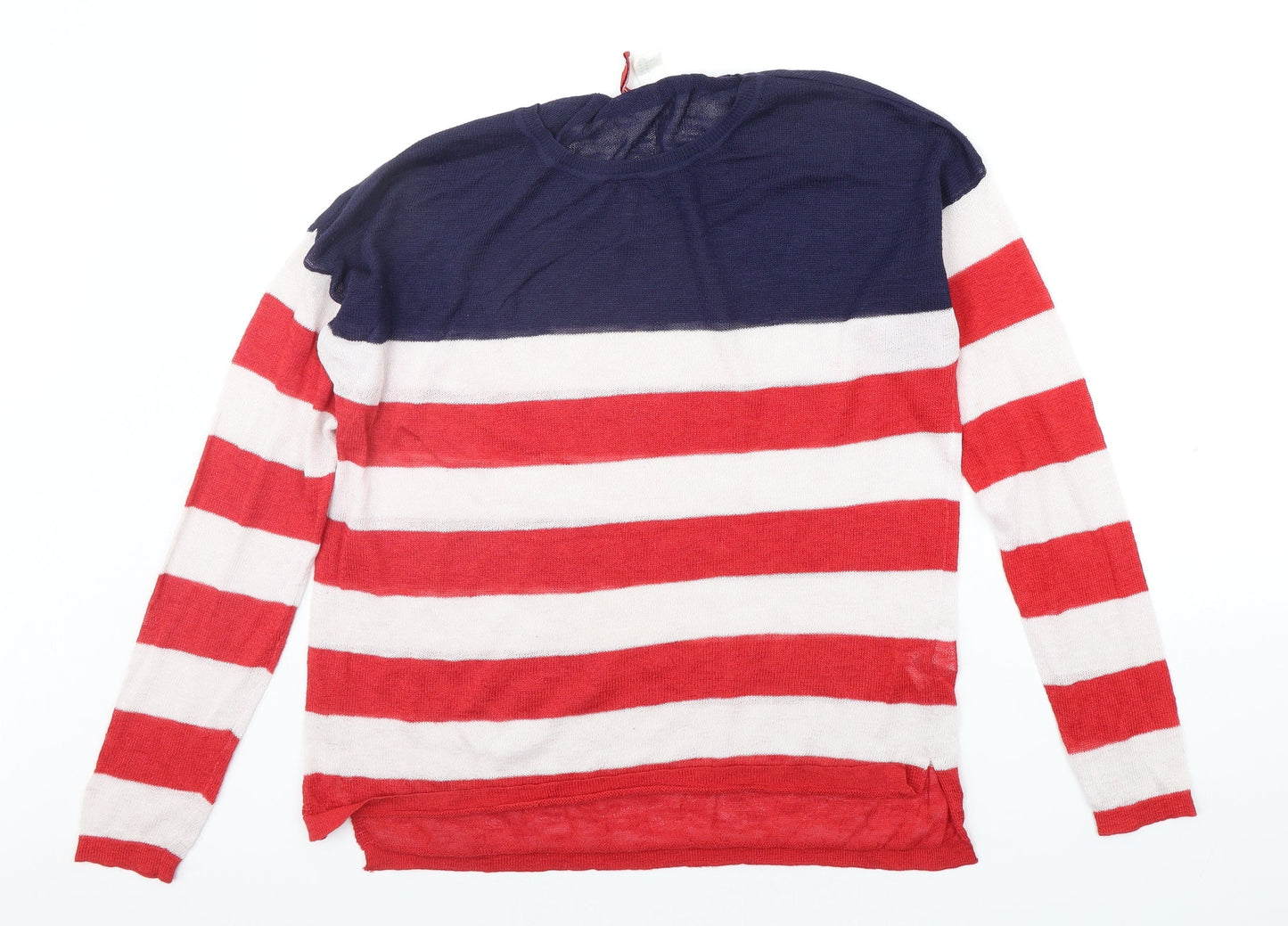 Divided Womens Red Striped  Pullover Jumper Size M