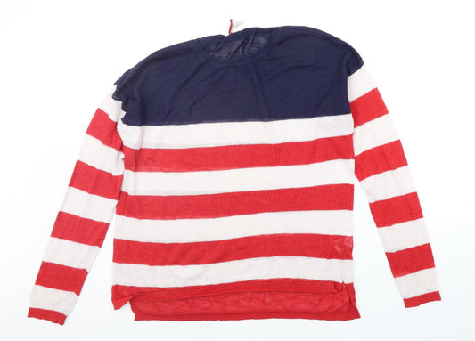 Divided Womens Red Striped  Pullover Jumper Size M