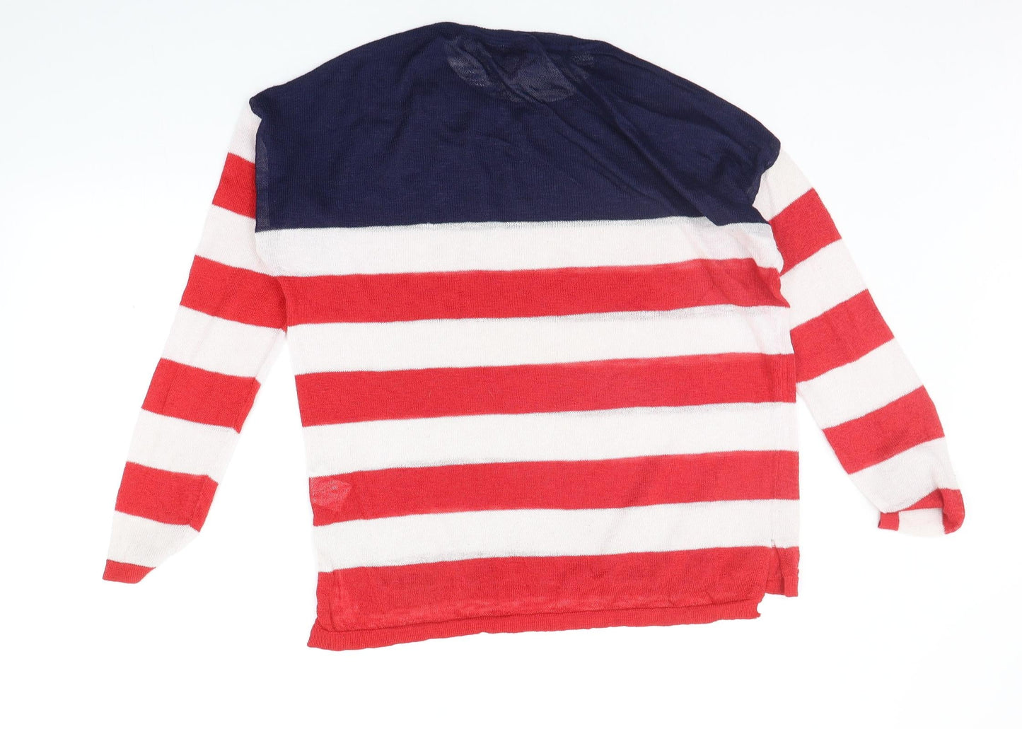 Divided Womens Red Striped  Pullover Jumper Size M