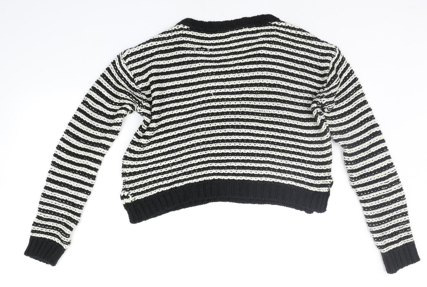 Topshop Womens Black Striped  Pullover Jumper Size 10