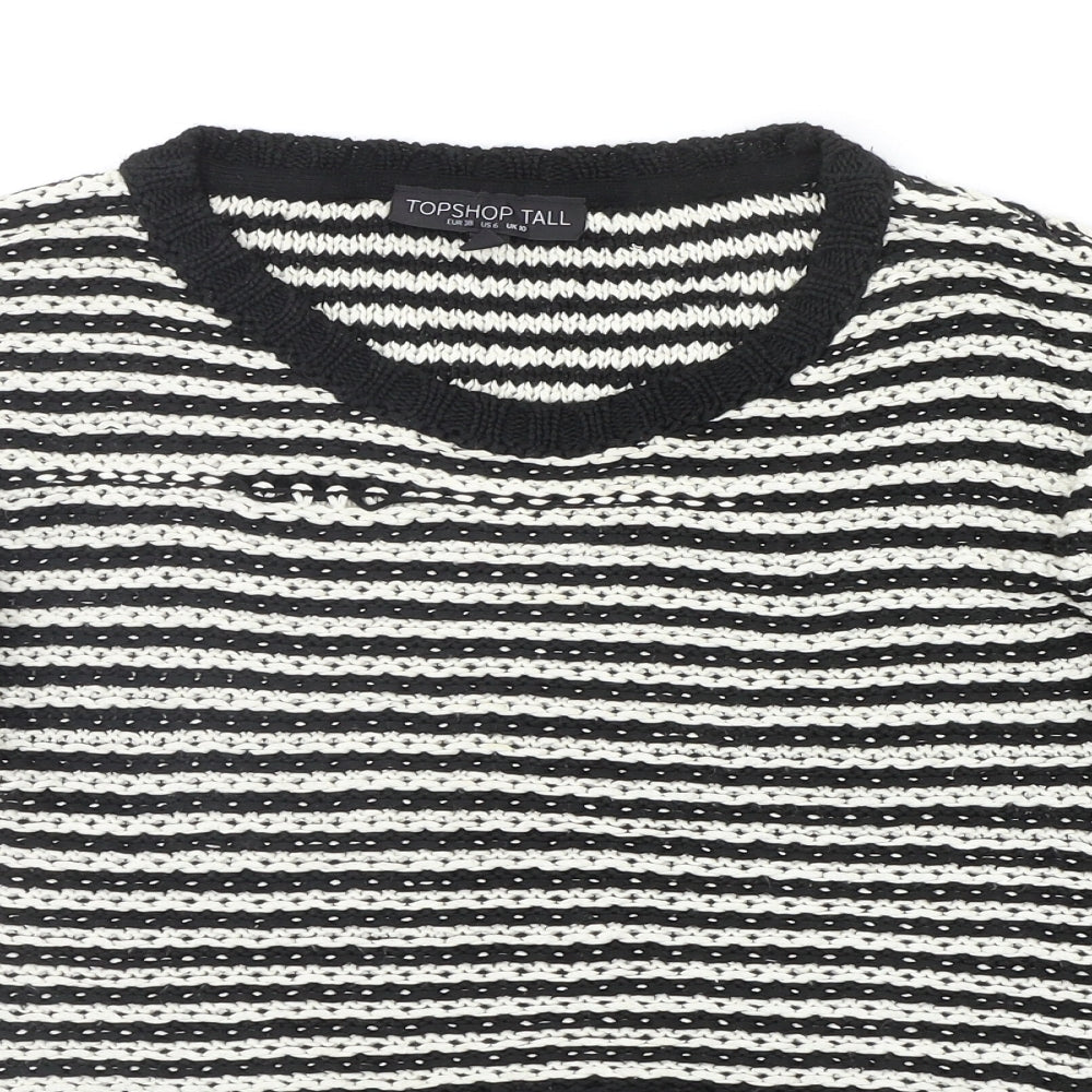Topshop Womens Black Striped  Pullover Jumper Size 10