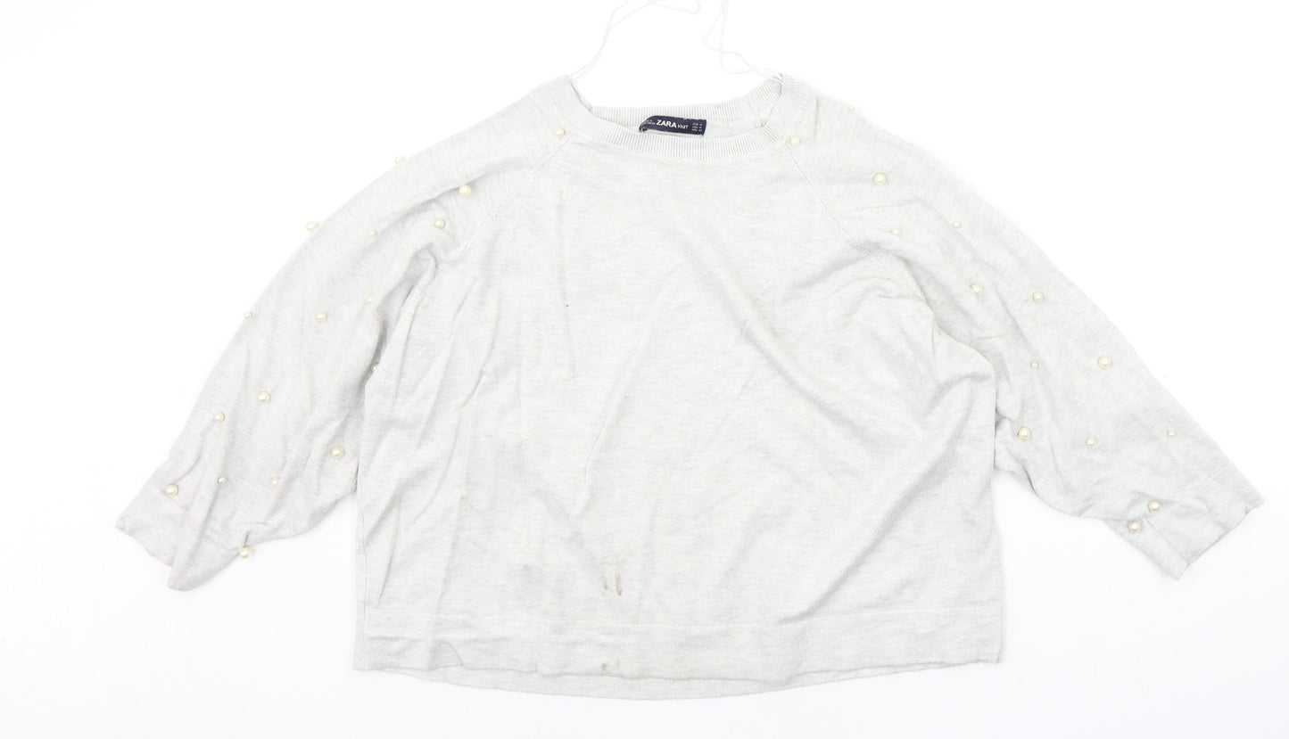 Zara Womens Grey   Pullover Jumper Size M  - perl detail