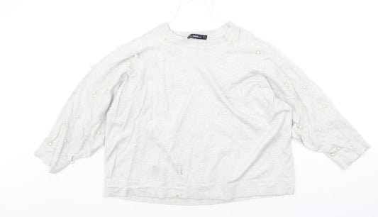 Zara Womens Grey   Pullover Jumper Size M  - perl detail