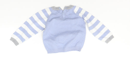 Earlydays Baby Blue Striped  Pullover Jumper Size 6-9 Months  - bear