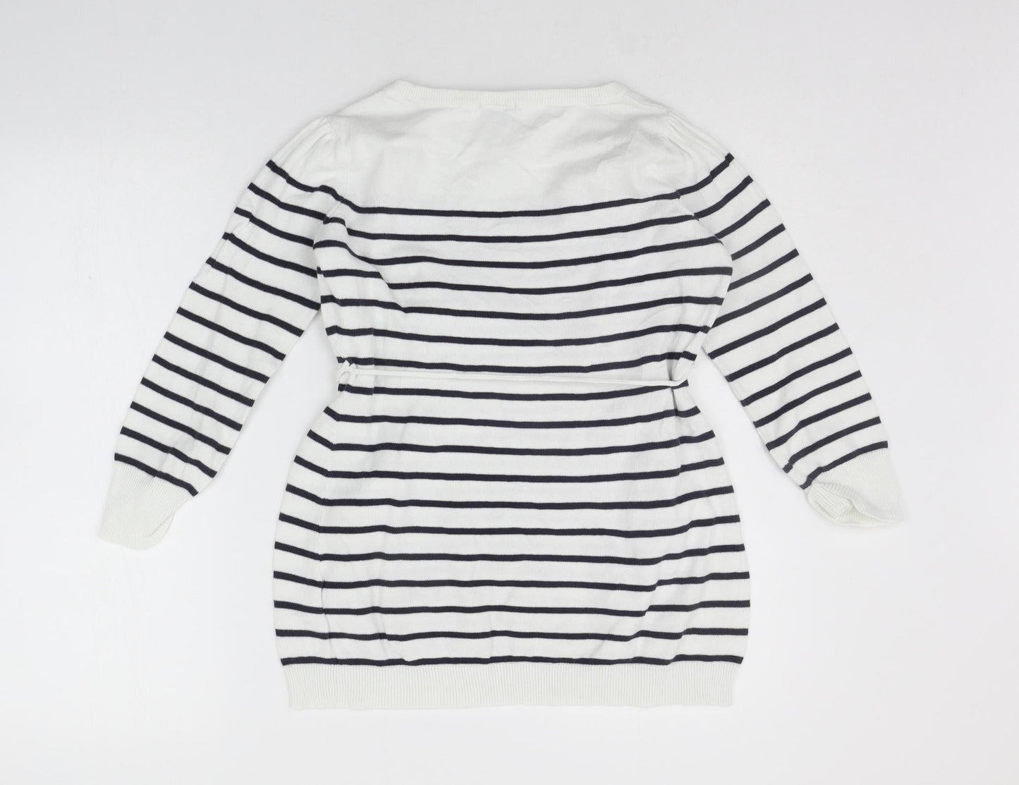 H&M Womens White Striped  Pullover Jumper Size S