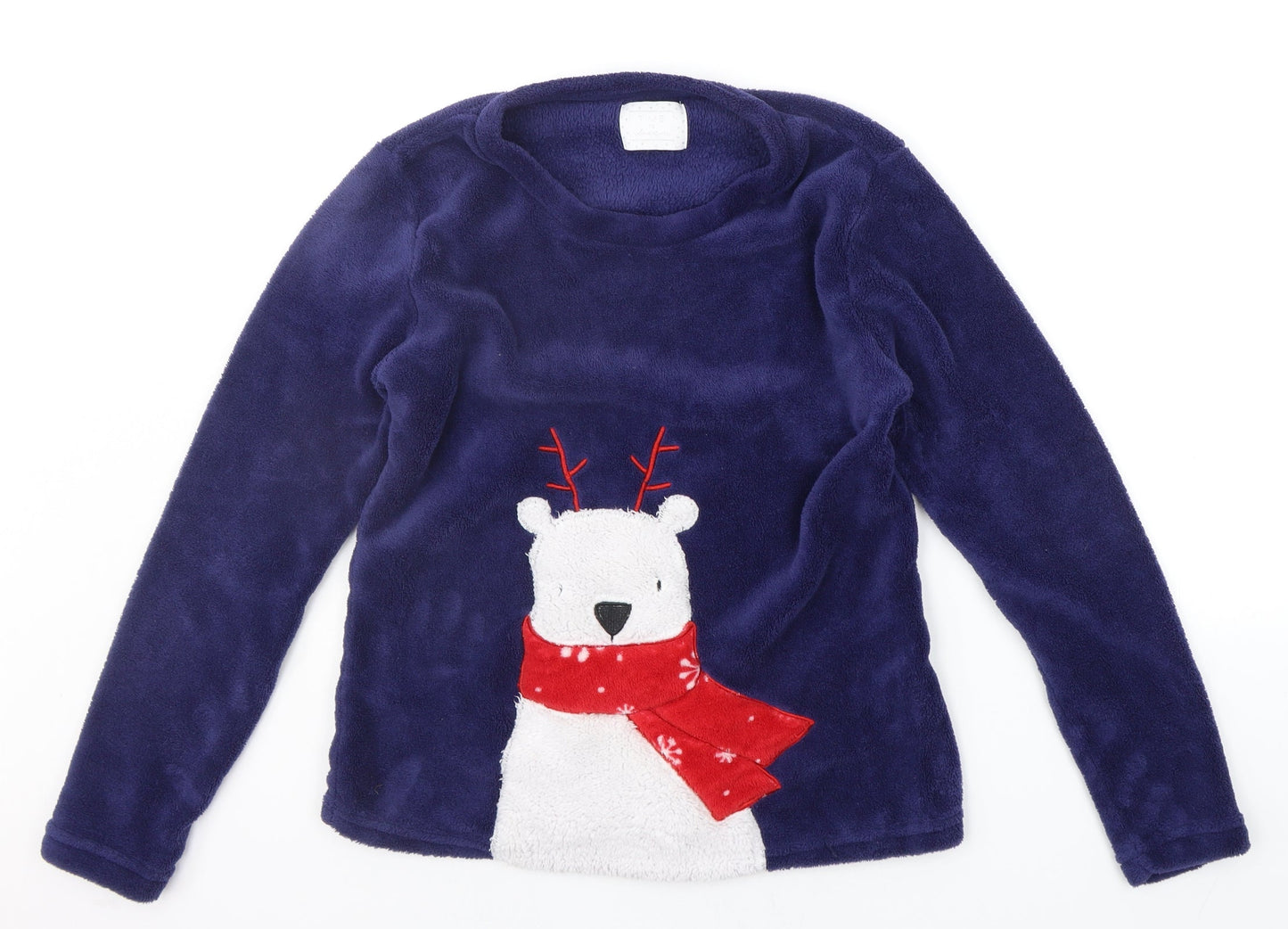 Matalan Girls Blue Solid  Top Pyjama Top Size S  - Christmas