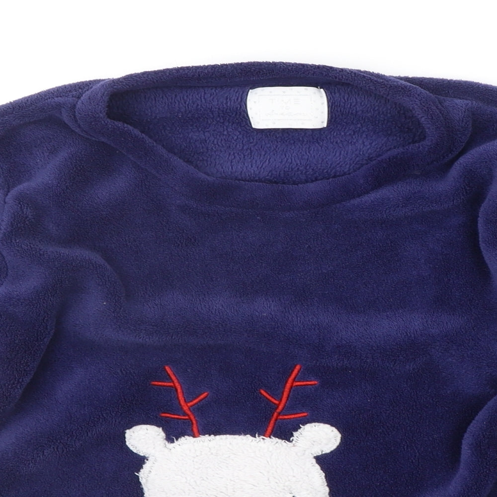 Matalan Girls Blue Solid  Top Pyjama Top Size S  - Christmas