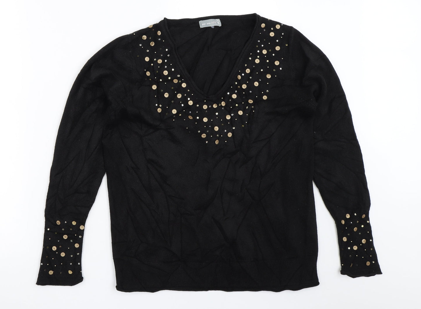 Per Una Womens Black   Pullover Jumper Size 16