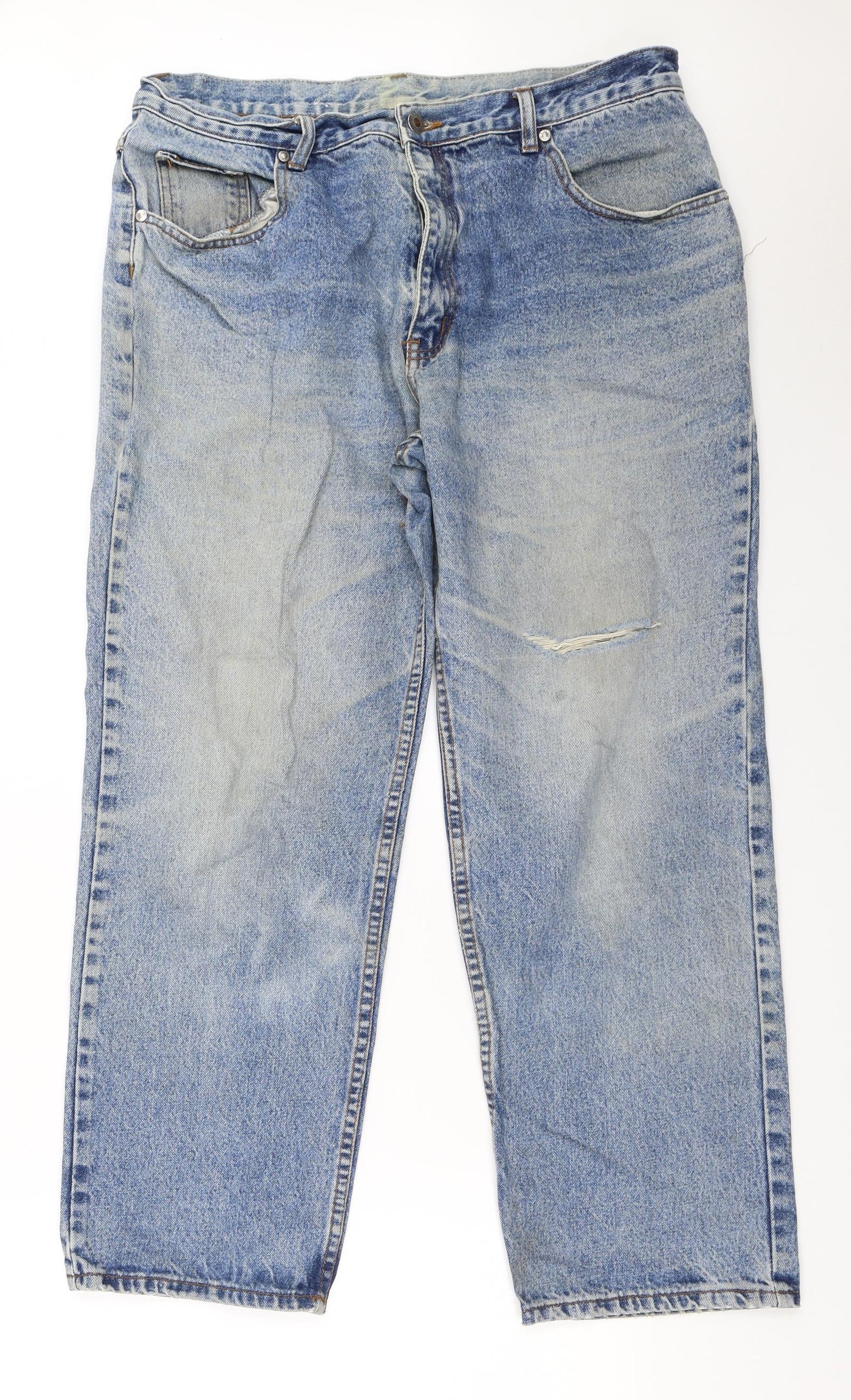 B Original Womens Blue  Denim Straight Jeans Size 34 in L27.5 in