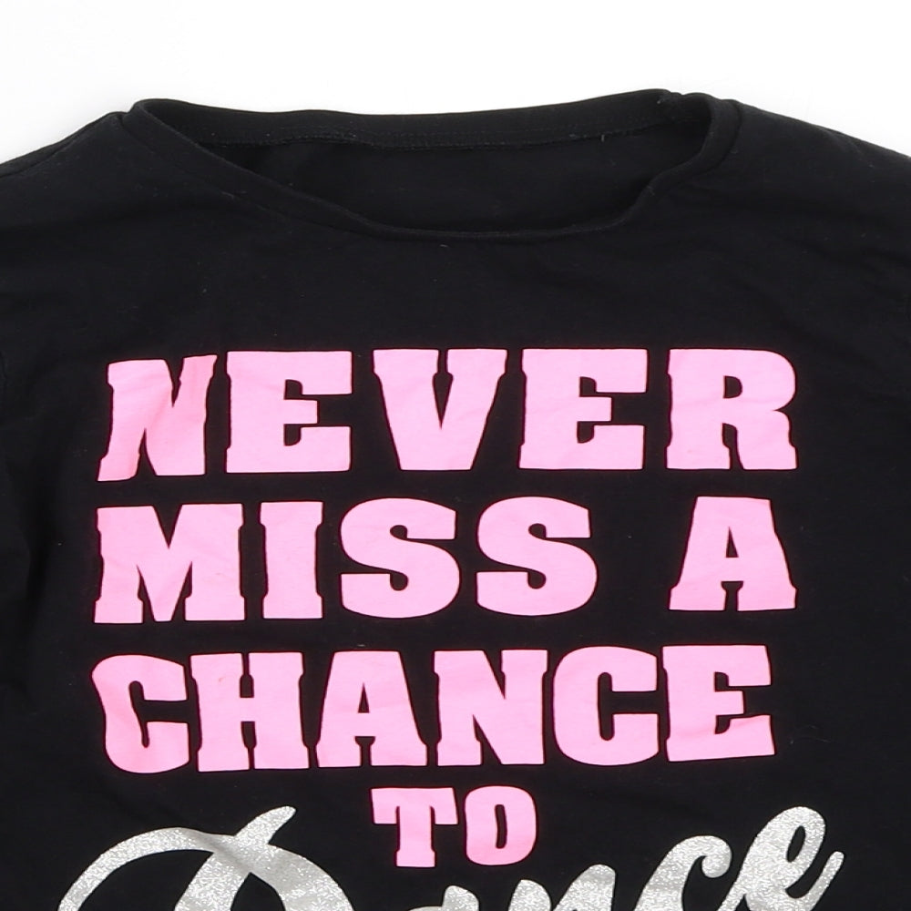 George Girls Black   Basic T-Shirt Size 9-10 Years  - dance