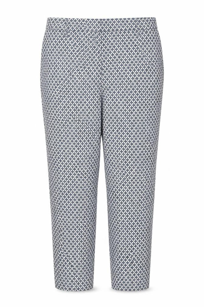 H&M Womens Blue Geometric  Capri Trousers Size 42 L27 in