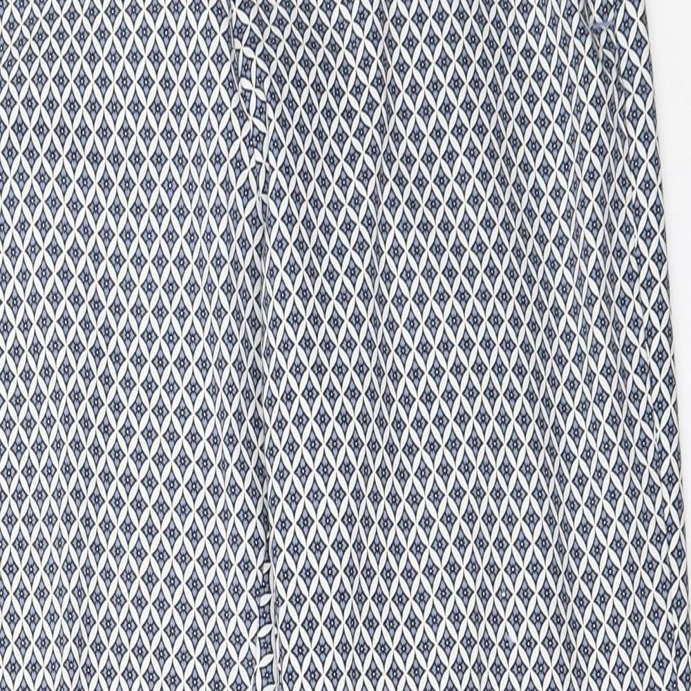 H&M Womens Blue Geometric  Capri Trousers Size 42 L27 in